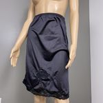 Vintage Mardor Small 5 Half Slip Semi Sheer Black Nylon Tricot Lace Embellished Photo 1