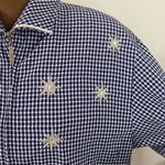 Vintage seersucker gingham bomber embroidered and embellished stars size 10 White Photo 6