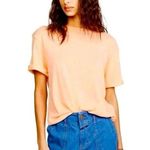 We The Free Free People tee We The Nina top tangerine Cactus Flower raw hem short sleeve Photo 6