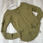 Free People  Top v neck distressed knit come and get it womens Green xsmall boho Photo 4