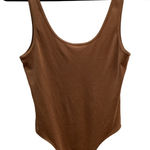 Dress Forum  Size Small Warm Brown Ribbed Knit Thong Bodysuit. Preloved Photo 0