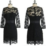 BB Dakota ModCloth So Noir, So Good Black Lace 3/4 Sleeve Dress by Size 6 Small Photo 5