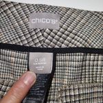 Chico's Metallic Plaid Gray Brown Gold Wide Straight Leg Mid Rise Trouser Pants Photo 4