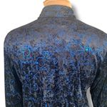 Vintage Wrangler Star Print Velvet Western Shirt Small Black Blue Long Sleeve Photo 4
