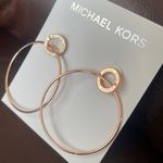 Michael Kors Rose Gold Logo Ring Drop Hoop Ring Earrings MKJ7676 791 Photo 1