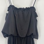 Vintage 70s Wide Leg Jumpsuit Strappy Blouson Bodice High Waist Black Womens M Photo 6