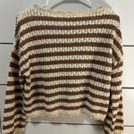 Mango MNG Cream & Brown Stripe Sweater Photo 3