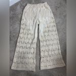 POL Crochet Boho Beachy Pull On Cream Floral Wide Leg Pants One Size Photo 9