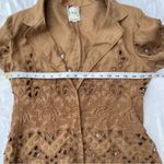 Vintage Yoana Baraschi Tan Linen Bohemian Floral lace Cut Out Blazer Jacket 10 Brown Photo 8