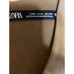 ZARA Women's Brown Faux Vegan Leather V-neck Long Sleeve Mini Bodycon Dress Sz S Photo 3