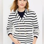 Loft Striped Double-Breasted Ribbed Knit Sweater Jacket Size Small Photo 0