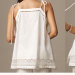 Anthropologie Tie strap linen hanky cutwork top Photo 5