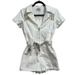 Show Me Your Mumu NEW NWT  Outlaw Romper White Rhinestone Fringe Denim Photo 4