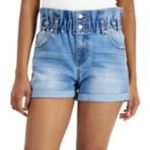 Almost Famous Crave Fame High-Rise Paperbag Waist Denim Shorts Size Large Photo 1