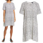 Eileen Fisher Grey Black Plaid Check Windowpane Shift Side S Women's L Dark Gray Photo 1