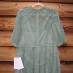 Mac Duggal  8058 Green High Neck Micro Ruffle Tiered Midi Dress Photo 11