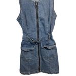 REWASH Denim Sleeveless Zip-Up Vest Dress With Belt By  Peace Love Eco L Photo 1