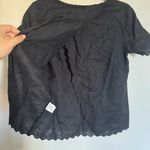 J.Crew  Women Size 0 Linen Eyelet Lace Black Cross Open Back Blouse Top Photo 8