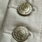 Liz Claiborne White Jean Jacket Satin Nickel Hardware Closet Staple Boho Chic Photo 10