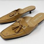 Prada Camel Kitten Heel Spotted Mules Size 36.5 Photo 1