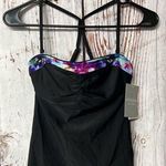 Athleta NWT  Black Floral Fade Bandeau Tankini Top - Size 32B/C Photo 0