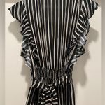 Xhilaration  Black & Cream Vertical Striped Jumpsuit With Ruffle Sleeves - XS Photo 7
