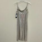 Bebe Silver Sequin Slip Dress Sz XL NWT Cowl Neck Party Evening Sexy Mini Photo 7