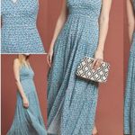Maeve  Anthropologie Mabel Maxi Dress Tiered Teal Vacation Resortwear Summer Photo 0