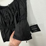 Lulus  Black Square Neck Puff Sleeve Cropped Peplum Top Size S NWT Photo 8