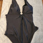 Summersalt  The O Ring Reef One Piece Plunge Halter Black Swimsuit Size 14 Photo 0