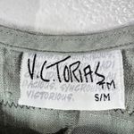 Vtg. V.C. Torias Linen Art Jumper Dress S/M Hand Painted Patchwork Made in USA Green Size undefined Photo 3