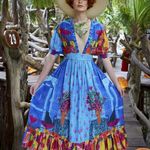 Carolina Constas Greta Midi Dress Frutas Womens Blue Large Photo 0