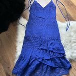 ASOS  Blue Eyelet Lace Tie Shoulder Dress Photo 2