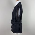 Vintage 90s Denim & Co Denim Vest Womens Large Black Belted Button Up Pockets L Photo 8
