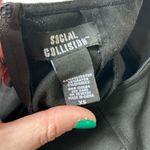 Y2K Gothic Black Pleated Mini Skirt Faux Leather Belt XS Social Collision Goth Photo 2