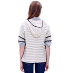 Madewell  Elise Embroidered Sailor Short Sleeve Hoodie V-Neck Women’s XS COASTAL Photo 12