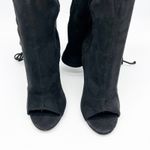 Olivia Fargiano Womens 6 Over the Knee Peep Toe Sueded Fabric Heeled Boot Black Photo 1