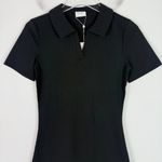 NWT Vila Vipola Short Sleeve Rib Short Dress Ribbed Polo Black Size XS NEW Photo 2