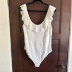 Free People  | Intimately White Uh Huh Ruffle Neck Bodysuit | Large Photo 2