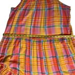 Time and Tru Women's Flutter Sleeve Tiered Plaid Midi Dress Pink Yellow‎ Size L Size L Photo 7