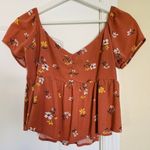 American Vintage LA Hearts Coral Pink Spring Floral Boho off the Shoulder Crop Top Blouse Size L Photo 2