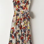 DKNY  Floral Wrap Midi Dress Womens‎ Sz 6 Blush Pink Fairycore Feminine Dainty Photo 0