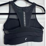Zyia  Active Medium All Star Black Sports Bra Mesh Detailing Back Zip Closure Photo 3