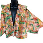 Anthropologie Open Front Wide Sleeve Cropped Floral Lace Shrug Photo 2