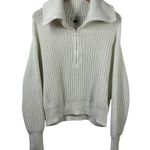 American Eagle Sweater Women L Cream White Ribbed Knit Long Sleeve Old Money Top Photo 0
