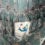 Anthropologie Muted Teal Geometric Patterned Crinkle Rayon Wide Leg Pull On Pant Photo 5