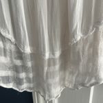 Free People  large rayon gauzy flowy Elegant off scoop White Button-Up Top Photo 7