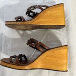 Vintage Stephane Kelian Brown Leather And Wood Platform Wedge Sandals Sz 9.5 Photo 11