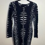 Parker Womens Mariel Psych Cutout Mini Long Sleeve Dress Size Large Navy Blue Photo 3