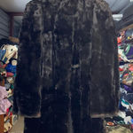 None Vtg Lofstads Black Faux Fur Unique Snap Buttons Long Over Coat Medium Fluffy Sof Photo 0